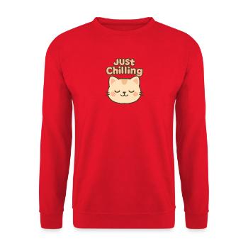 Just Chilling Cat Illustration - Unisex Sweatshirt - red - Front - Alina (178cm) & Michal (187cm)