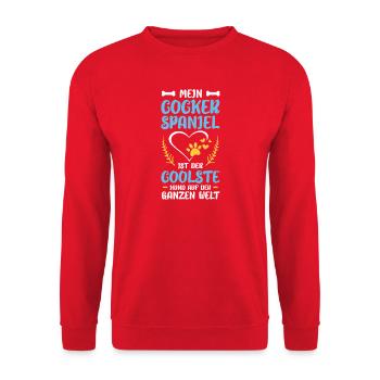 Mein Cocker Spaniel – Coolste Hund der Welt - Unisex Pullover - Rot - Vorne - Alina (178cm) & Michal (187cm)