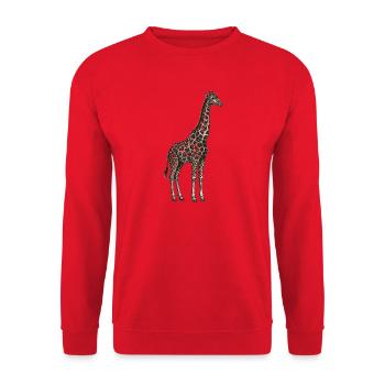 Vintage Giraffe Illustration – Elegance & Nature - Unisex Sweatshirt - red - Front - Alina (178cm) & Michal (187cm)
