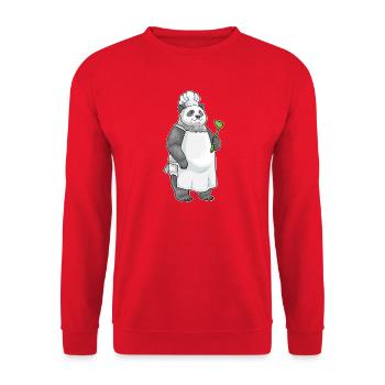 Panda Koch Pfannenwender Kochen - Unisex Pullover - Rot - Vorne - Alina (178cm) & Michal (187cm)