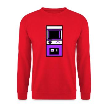 Nostalgischer Arcade Automat Gamer - Unisex Pullover - Rot - Vorne - Alina (178cm) & Michal (187cm)