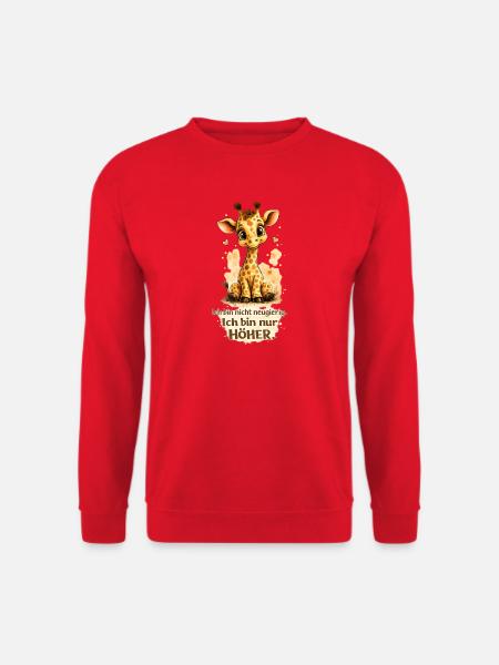 Kuschelige Giraffe – Neugier ist höher - Unisex Pullover - Rot