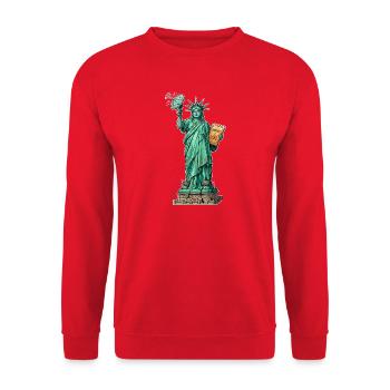 Statue de la Communication - Sweat-shirt Unisexe - rouge - Devant - Alina (178cm) & Michal (187cm)