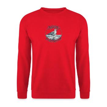 Moin Schietwetter Seemöwe - Unisex Pullover - Rot - Vorne - Alina (178cm) & Michal (187cm)