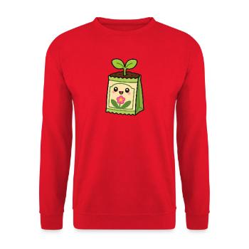 Kawaii Pflanzensäckchen mit Blume - Unisex Pullover - Rot - Vorne - Alina (178cm) & Michal (187cm)