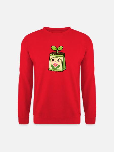 Kawaii Pflanzensäckchen mit Blume - Unisex Pullover - Rot