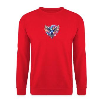 Kosmischer geometrischer Phönix - Unisex Pullover - Rot - Vorne - Alina (178cm) & Michal (187cm)
