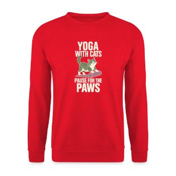 Yoga-katzenliebhaber Katze Mama - Unisex Pullover - Rot - Vorne - Alina (178cm) & Michal (187cm)
