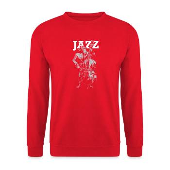Jazz Monkey spielt Kontrabass - Unisex Pullover - Rot - Vorne - Alina (178cm) & Michal (187cm)