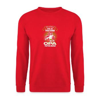 Landwirt Traktor spielen mit Opa - Unisex Pullover - Rot - Vorne - Alina (178cm) & Michal (187cm)
