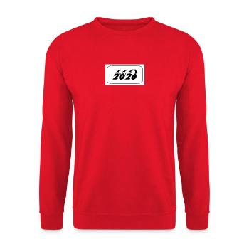 Jahreswechsel 2026 Design mit Feuerwerksideen - Unisex Pullover - Rot - Vorne - Alina (178cm) & Michal (187cm)