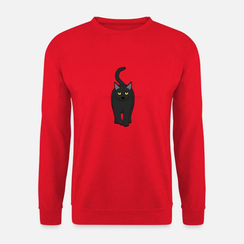cat front black E - Unisex Sweatshirt - red