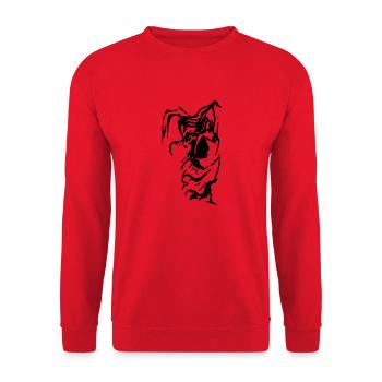 Zeichnung Windsturmfrau - Unisex Pullover - Rot - Vorne - Alina (178cm) & Michal (187cm)