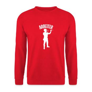 Arbeiter - Unisex Pullover - Rot - Vorne - Alina (178cm) & Michal (187cm)