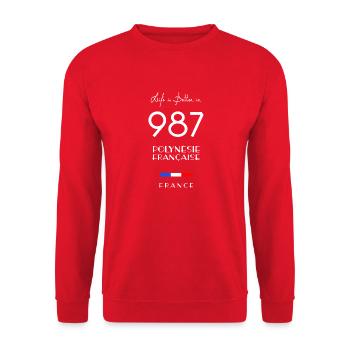 La vie est meilleure en POLYNÉSIE FRANÇAISE 987 - Sweat-shirt Unisexe - rouge - Devant - Alina (178cm) & Michal (187cm)