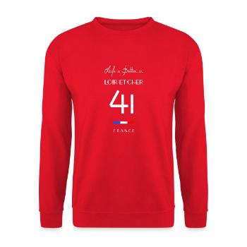 Life in LOIR-ET-CHER 41 Le Cœur Val de Loire - Sweat-shirt Unisexe - rouge - Devant - Alina (178cm) & Michal (187cm)