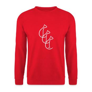 3 Chats Assis Trois Amis Équipe Silhouettes - Sweat-shirt Unisexe - rouge - Devant - Alina (178cm) & Michal (187cm)