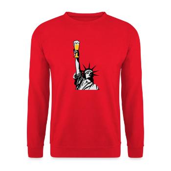 Freibier - Unisex Pullover - Rot - Vorne - Alina (178cm) & Michal (187cm)