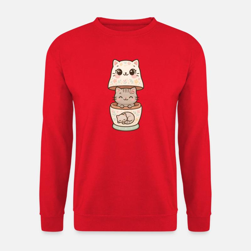 Kawaii Matroschka Katze - Unisex Pullover - Rot