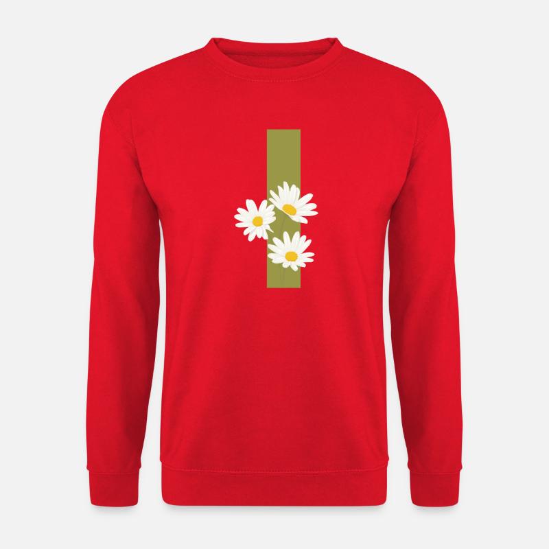 Buchstabe i Grüne Gänseblümchen - Unisex Pullover - Rot