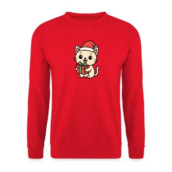 Kitten with Santa Hat and Gift - Unisex Sweatshirt - red - Front - Alina (178cm) & Michal (187cm)