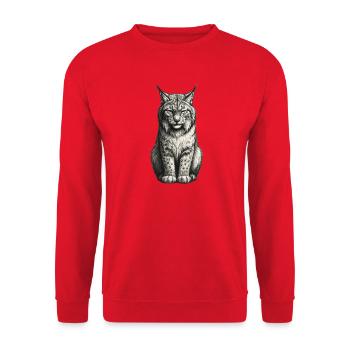 Lynx Silhouette Pencil - Unisex Sweatshirt - red - Front - Alina (178cm) & Michal (187cm)