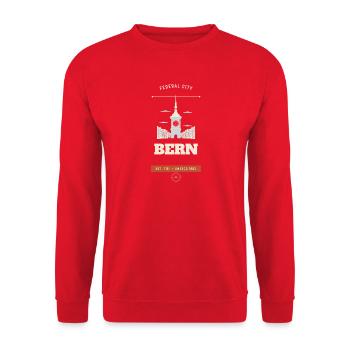 Bern Schweiz Retro Reise-Emblem - Unisex Pullover - Rot - Vorne - Alina (178cm) & Michal (187cm)