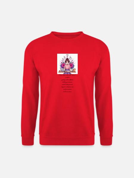 Verwirrte Studentin am Laptop mit Blüten - Unisex Pullover - Rot