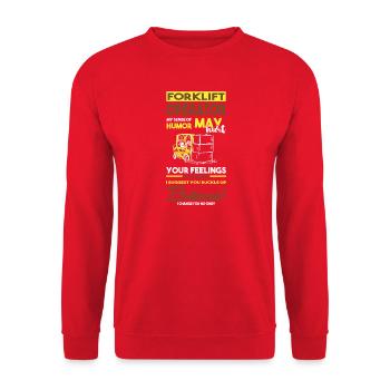 Gabelstaplerfahrer - Unisex Pullover - Rot - Vorne - Alina (178cm) & Michal (187cm)