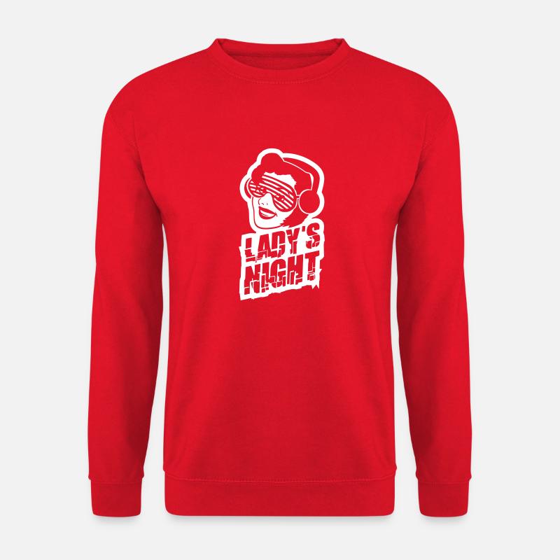 Ladys Night Fun Retro DJ Frau Gesicht Mädels Abend - Unisex Pullover - Rot