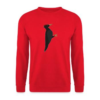 Black Woodpecker Graphic – Modern Bird Portrait - Unisex Sweatshirt - red - Front - Alina (178cm) & Michal (187cm)