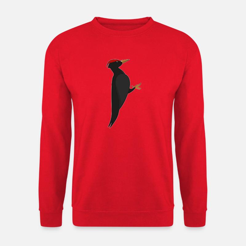 Schwarzspecht Grafik – Modernes Vogel Portrait - Unisex Pullover - Rot