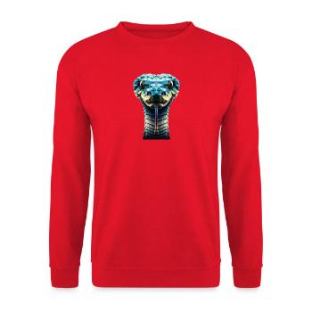 Schlange im Polygon-Stil - Unisex Pullover - Rot - Vorne - Alina (178cm) & Michal (187cm)
