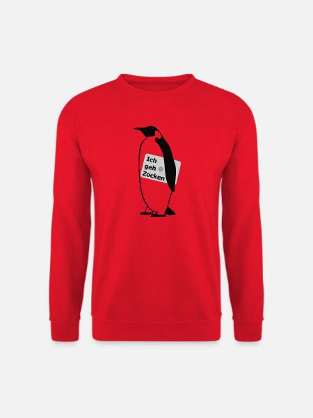 Pinguin geht Zocken - Unisex Pullover - Rot