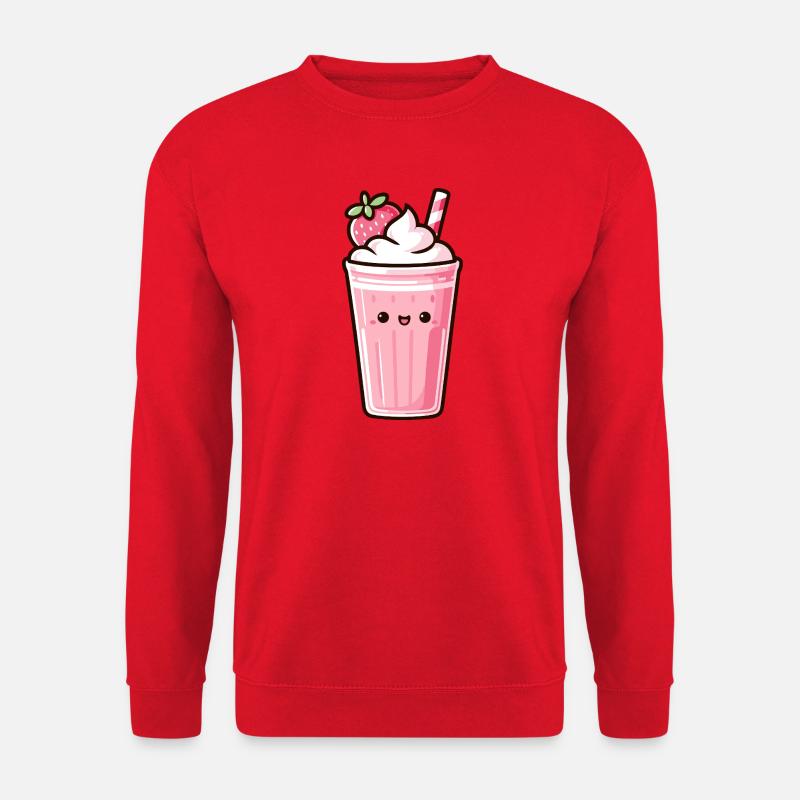Verspielte Erdbeer-Milchshake-Illustration - Unisex Pullover - Rot