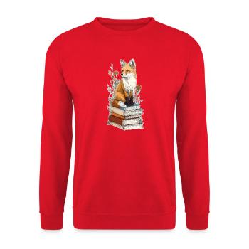 Renard sur pile de livres - Sweat-shirt Unisexe - rouge - Devant - Alina (178cm) & Michal (187cm)