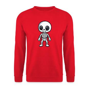 Skelett Halloween Comic - Unisex Pullover - Rot - Vorne - Alina (178cm) & Michal (187cm)
