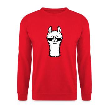 Lama Lunettes de soleil Angry Cool Furry Alpaga Sour - Sweat-shirt Unisexe - rouge - Devant - Alina (178cm) & Michal (187cm)