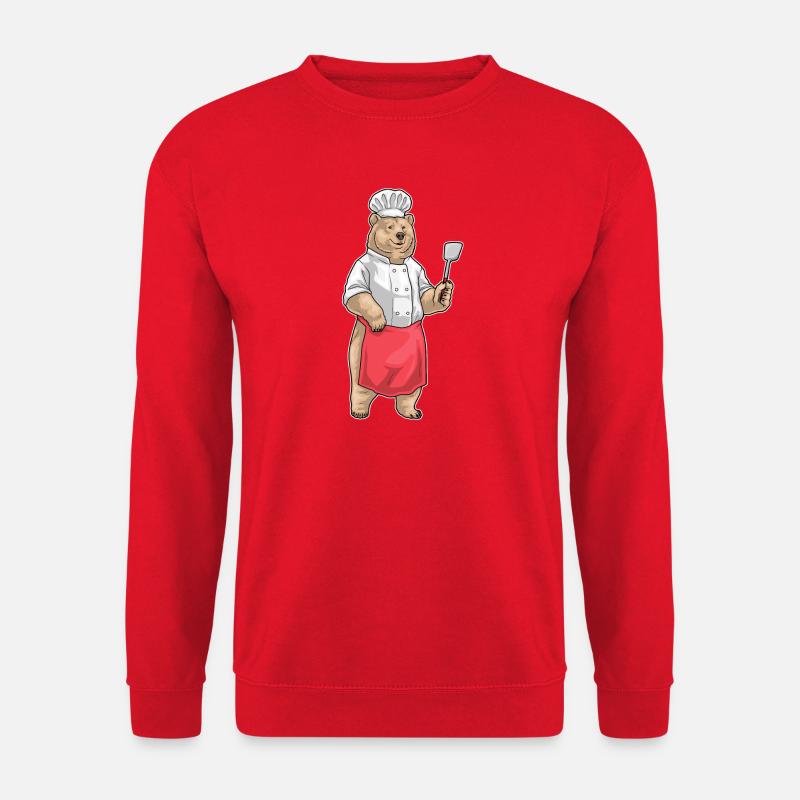 Bär Koch Pfannenwender Kochen - Unisex Pullover - Rot