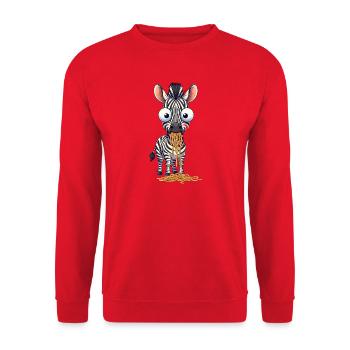 Drôle de spaghetti zébré mangeant de grands yeux maladroits - Sweat-shirt Unisexe - rouge - Devant - Alina (178cm) & Michal (187cm)