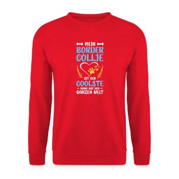 Mein Border Collie – Der Coolste Hund - Unisex Pullover - Rot - Vorne - Alina (178cm) & Michal (187cm)