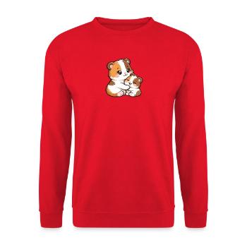 Mom Guinea Pig Cuddles and Plays with Her Baby - Unisex Sweatshirt - red - Front - Alina (178cm) & Michal (187cm)