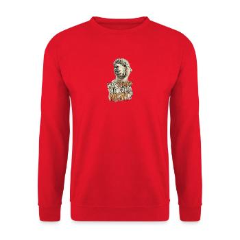 Alpaka Spruch "Was stimmt mit euch nicht?" - Unisex Pullover - Rot - Vorne - Alina (178cm) & Michal (187cm)