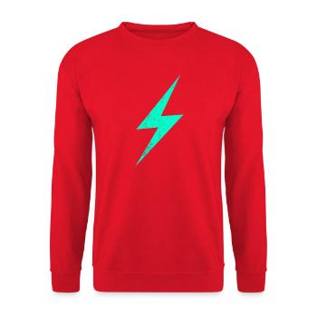 Neon Blitz-Lichtstrahl - Unisex Pullover - Rot - Vorne - Alina (178cm) & Michal (187cm)