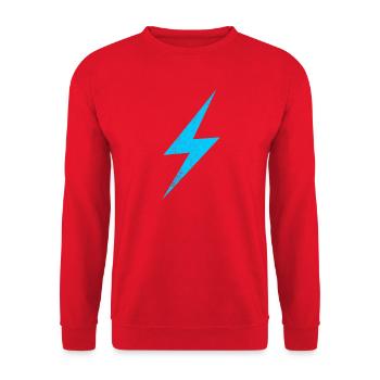 Neonblitz Blau Lightning Motiv - Unisex Pullover - Rot - Vorne - Alina (178cm) & Michal (187cm)