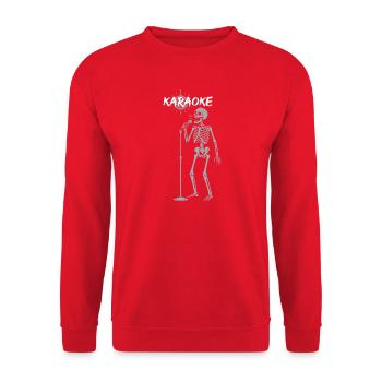 Karaoke-Skelett - Unisex Pullover - Rot - Vorne - Alina (178cm) & Michal (187cm)