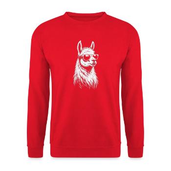 Sonnenbrillen-Lama Linienkunst - Unisex Pullover - Rot - Vorne - Alina (178cm) & Michal (187cm)
