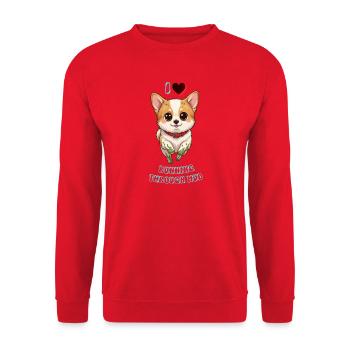 Mud Splash Corgi Joy Süßes Hundedesign - Unisex Pullover - Rot - Vorne - Alina (178cm) & Michal (187cm)