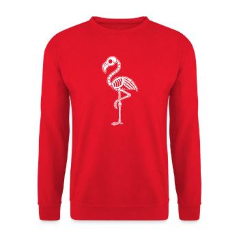 Süßes Skelett Flamingo Vogel Cartoon Shirt - Unisex Pullover - Rot - Vorne - Alina (178cm) & Michal (187cm)