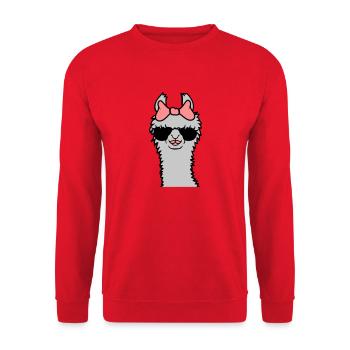 Lunettes de soleil Mama Llama cool - Sweat-shirt Unisexe - rouge - Devant - Alina (178cm) & Michal (187cm)